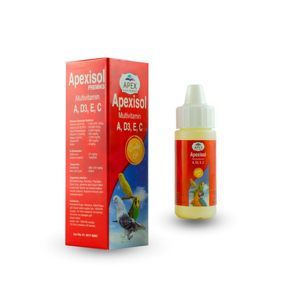 APEXİSOL KUŞLAR İÇİN MULTİVİTAMİN 30 ML
