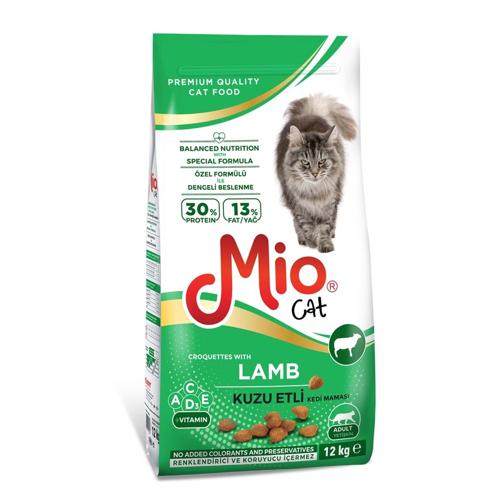 MİO 12 KG KUZU ETLİ YETİŞKİN KEDİ MAMASI.