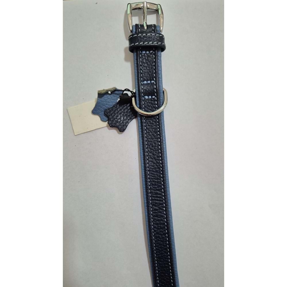 FLARİTON DERİ BOYUN TASMASI LACİVERT TURKUAZ 42 CM (ZB320-N)