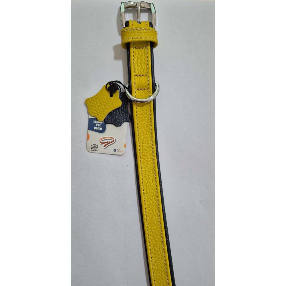 FLARİTON DERİ BOYUN TASMASI SARI LACİVERT 47 CM (ZB325-Y)