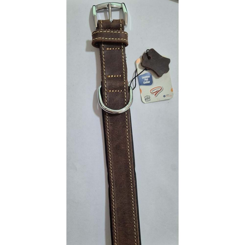 DOWNTOWN YAĞLI DERİ BOYUN TASMASI KAHVERENGİ 54 CM (ZB430-BR)