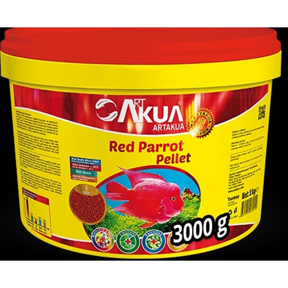 AKUA RED PARROT PELLET KOVA YEM 3 KG