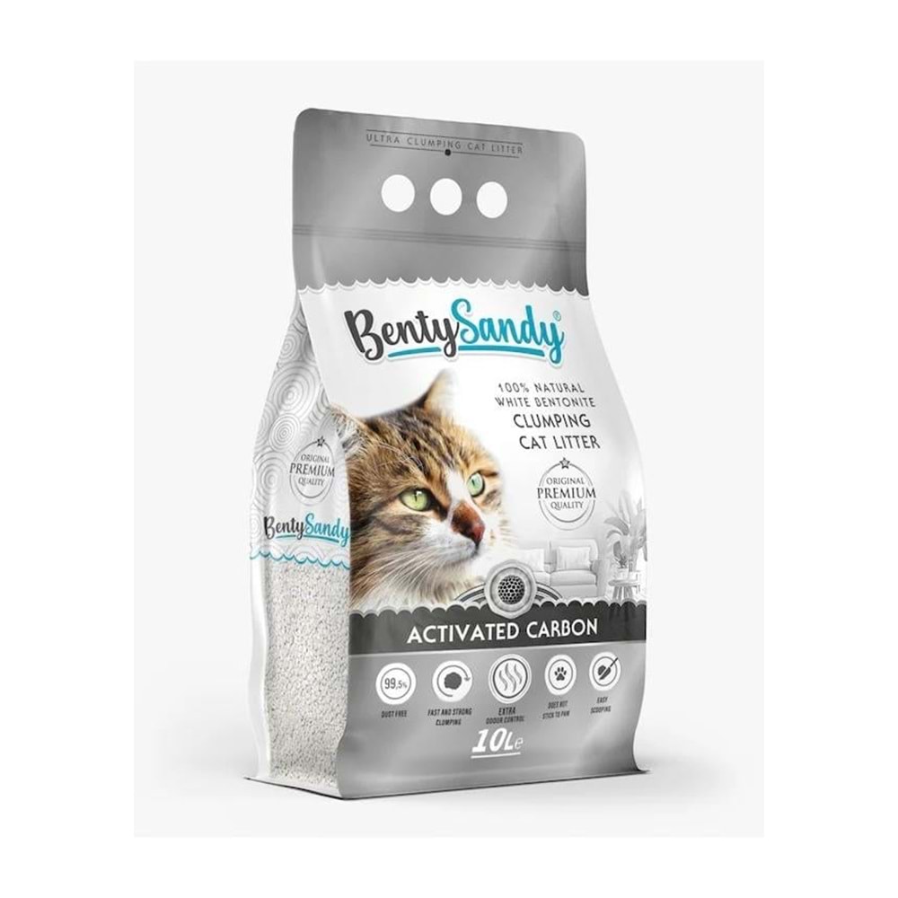 BENTYSANDY AKTİF KARBONLU KEDİ KUMU 10 LT