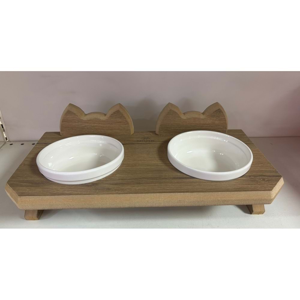 2 Lİ AHŞAP MAMA KABI SERAMİK (D)