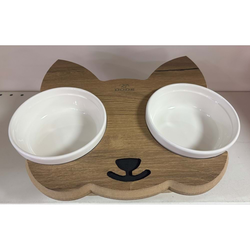 2 Lİ AHŞAP MAMA KABI SERAMİK (D)