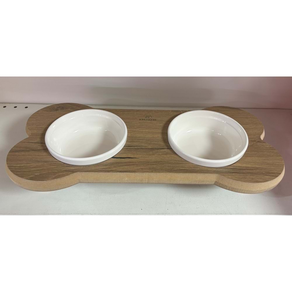 2 Lİ AHŞAP MAMA KABI SERAMİK (D)