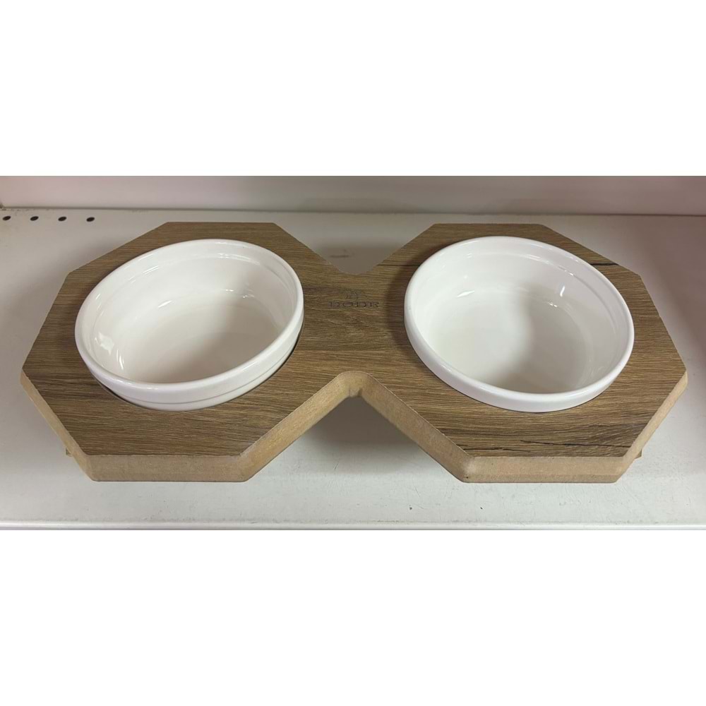 2 Lİ AHŞAP MAMA KABI SERAMİK (D)