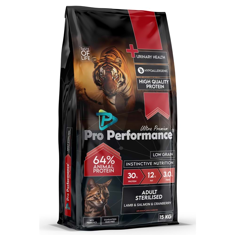 PRO PERFORMANCE STERILISED LAMB & SHIRIMP & SALMON & CRANBERRY 15 KG (PPC5005)