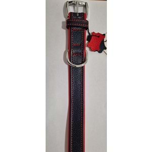 FLATİRON DERİ BOYUN TASMASI LACİVERT KIRMIZI 54 CM (ZB330-NR)