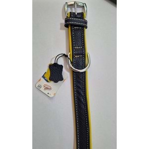 FLARİTON DERİ BOYUN TASMASI LACİVERT SARI 63 CM (ZB335-NY)