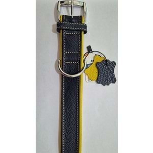 FLATİRON DERİ BOYUN TASMASI LACİVERT SARI 72 CM (ZB340-NY)