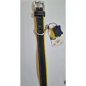 FLATİRON DERİ BOYUN TASMASI LACİVERT SARI 42 CM (ZB320-NY)