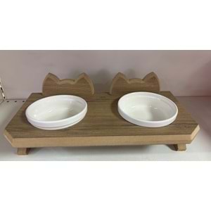 2 Lİ AHŞAP MAMA KABI SERAMİK (D)
