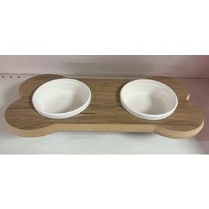 2 Lİ AHŞAP MAMA KABI SERAMİK (D)