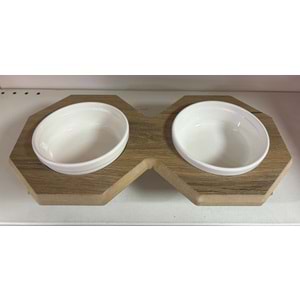 2 Lİ AHŞAP MAMA KABI SERAMİK (D)