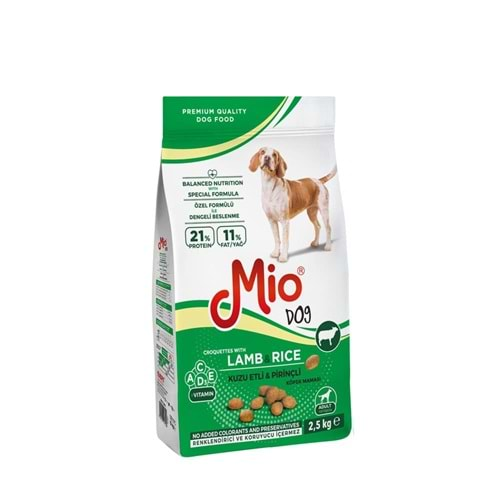 MİO KUZU ETLİ VE PİRİNÇLİ KÖPEK MAMASI 2,5 KG