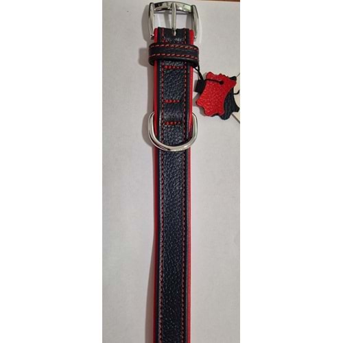 FLATİRON DERİ BOYUN TASMASI LACİVERT KIRMIZI 54 CM (ZB330-NR)