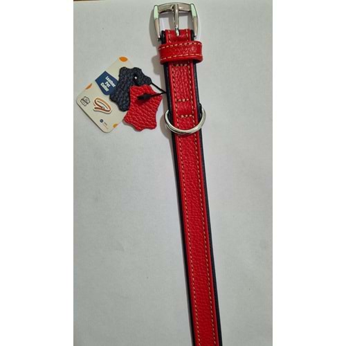 FLATİRON DERİ BOYUN TASMASI KIRMIZI LACİVERT 42 CM (ZB320-R)
