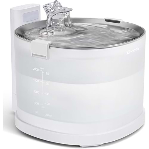 CHEERBLE E1+ ÇELİK HAZNELİ ŞARJLI OTOMATİK KEDİ SU PINARI 2 LT (CDY02)