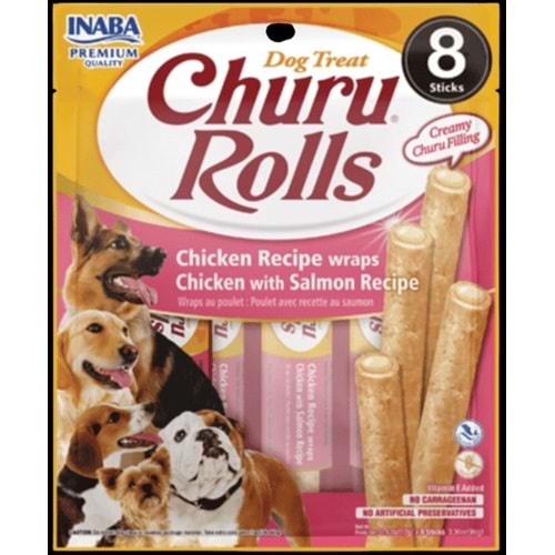 CHURU ROLLS STİCKS TAVUK SARGILI & SOMONLU KÖPEK MAMASI (USD732)