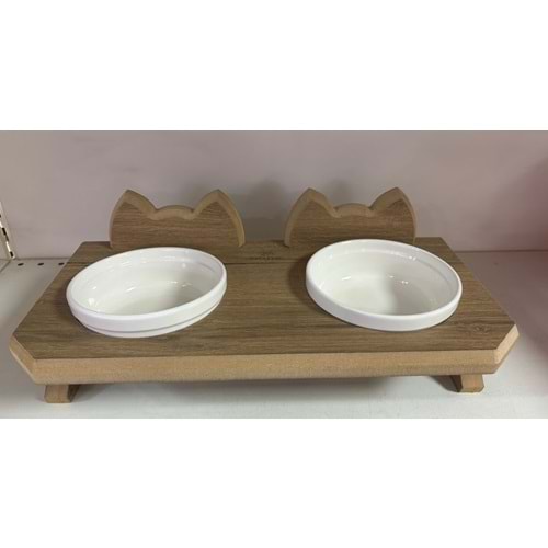 2 Lİ AHŞAP MAMA KABI SERAMİK (D)