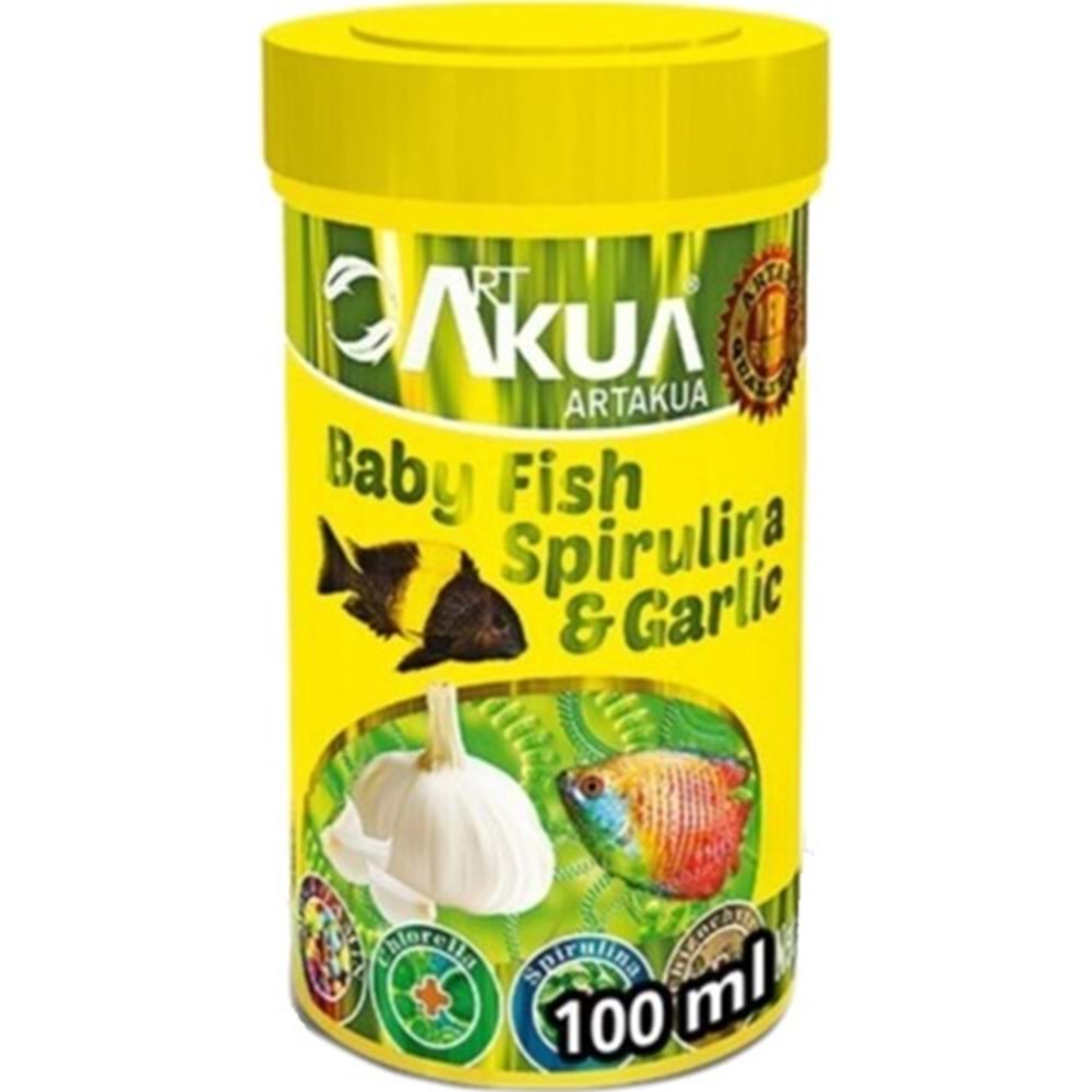 AKUA BABY FİSH SPIRULINA GARLIC 40 GR BALIK YEMİ