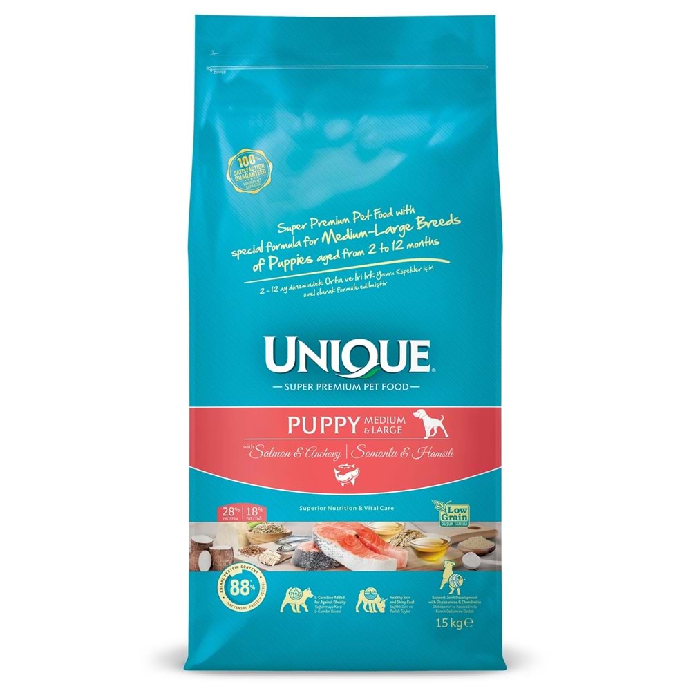 UNIQUE PUPPY M&L WİTH SALMON & ANCHOVY 15 KG